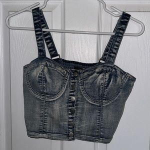 Forever 21 Denim Button Crop Top